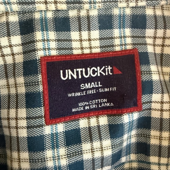 Untuckit Men's Small Slim Fit Plaid Cotton Long Sleeve Button Up Shirt Top - Picture 4 of 6